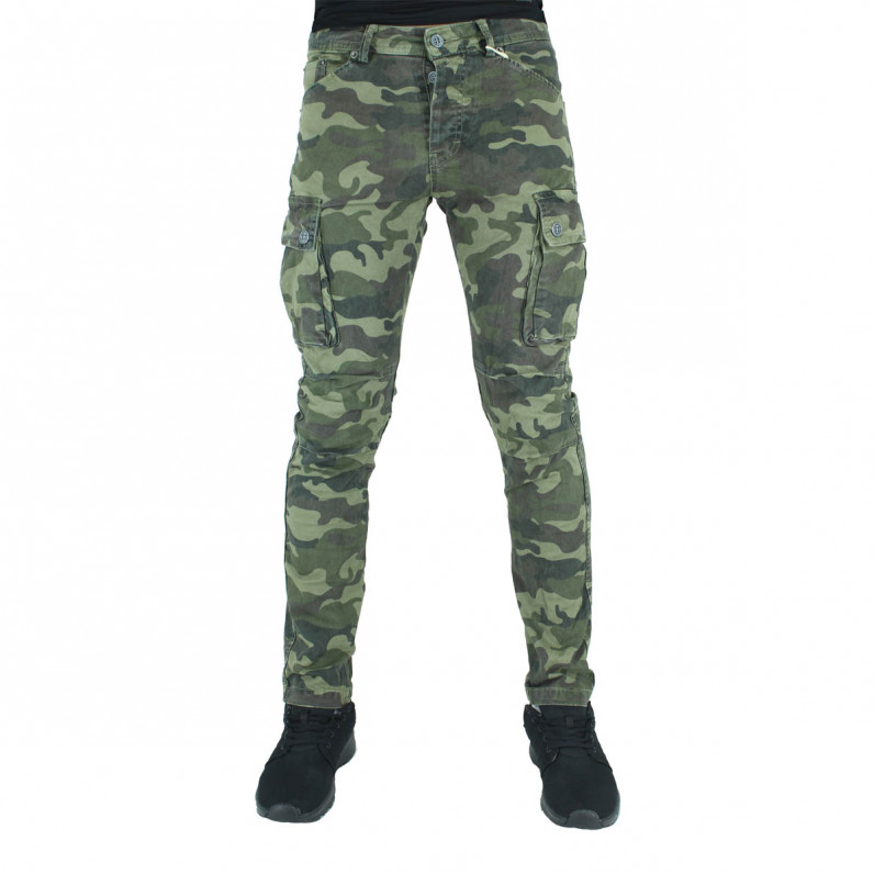 Dark Army Green Cotton Cargo Combat Slim Fit Military Pants