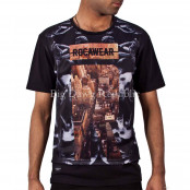 Men's Black Subliminal Sunrise Print Short Sleeve Cotton T-Shirt R039