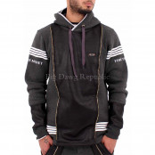 4 Stripe Charcoal Grey Hoodie