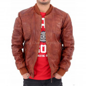 Men's 2455 Quilted Bomber Vintage Leather Jacket 