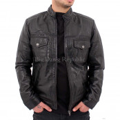 Black Biker Bomber Leather Jacket