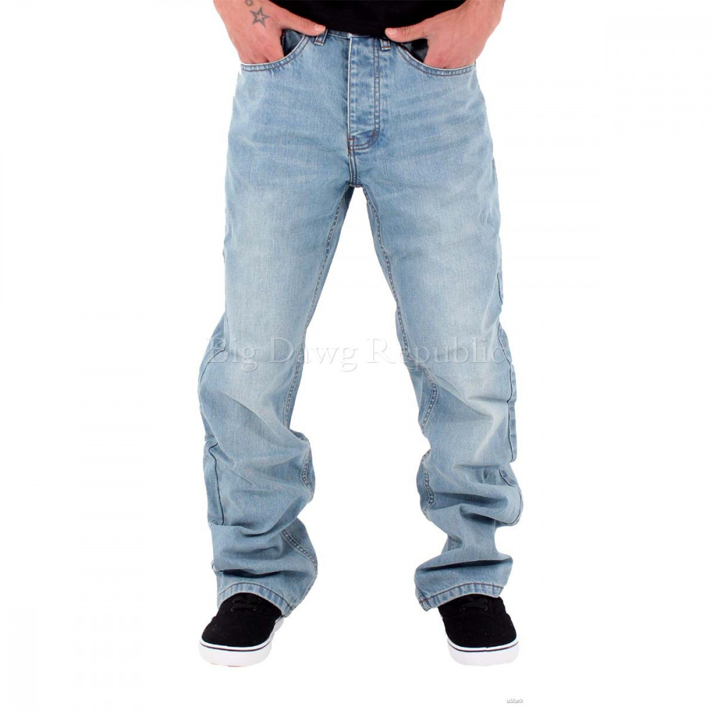 Rocawear Men s Double R Stone Wash Blue Loose Fit Jeans