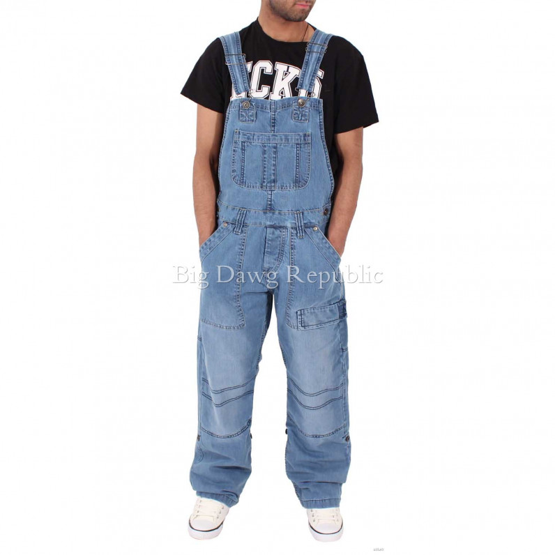 Men's Urban Designer Holmes Stone Wash Blue Denim Dungarees 