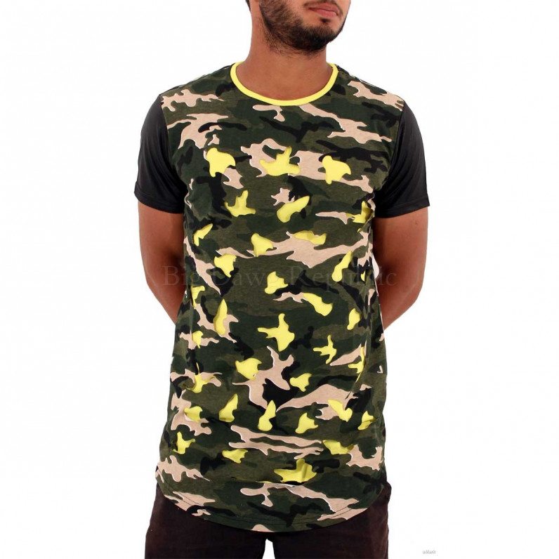 Men's Yellow Army Camouflage Long Tee Shirts