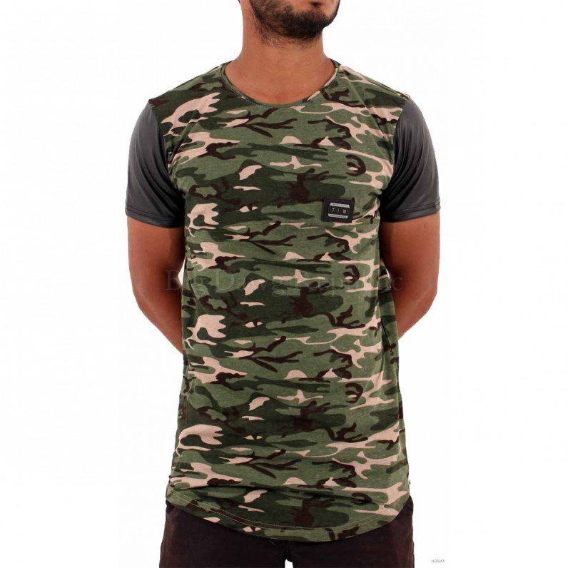 Men's Green Army Camouflage Long Tee Shirts