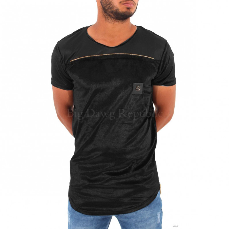 Men's Black Velour Long Tee Shirts