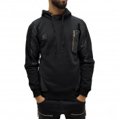 Men's Black Long Fishtail Over Head Hoodie 1558