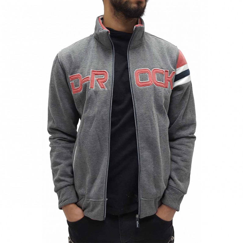 Men's Rick Applique Grey Fleece Zip Up Jacket