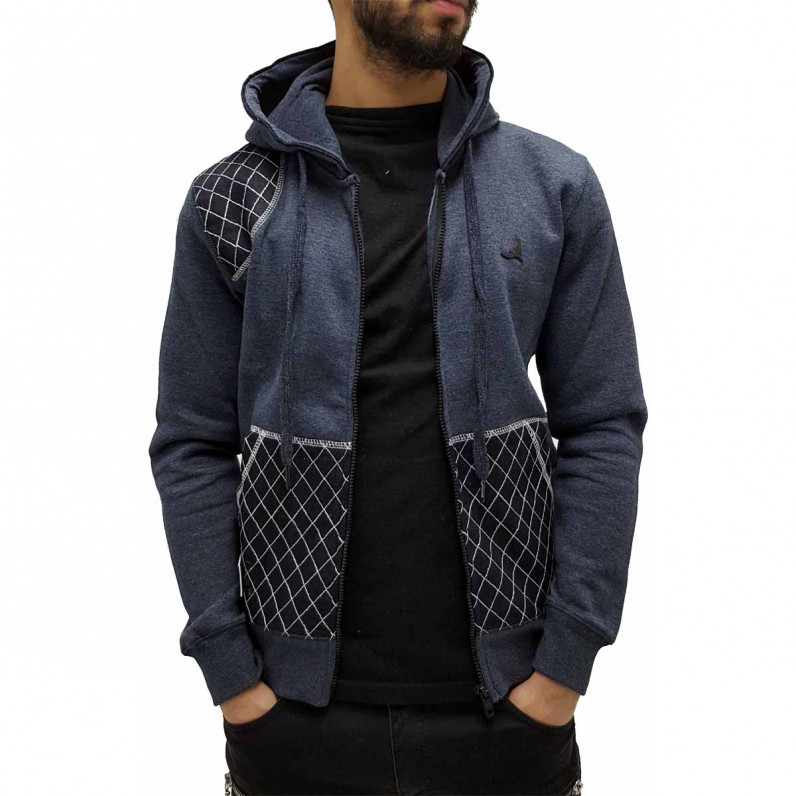 Men's Denim Marl Hoodie Style Jacket