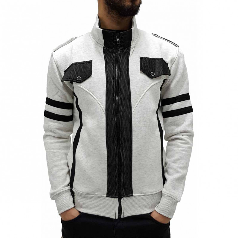 Men's Andy Bleach White Part Mesh Texture Style Jacket