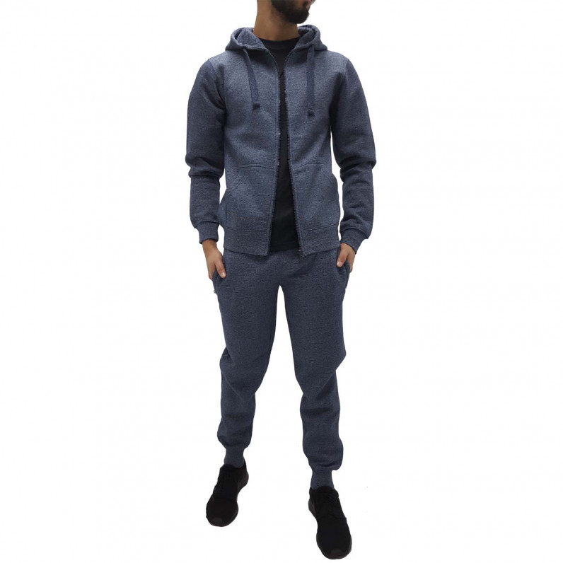 Plain Navy Grey Zip Up Tracksuit