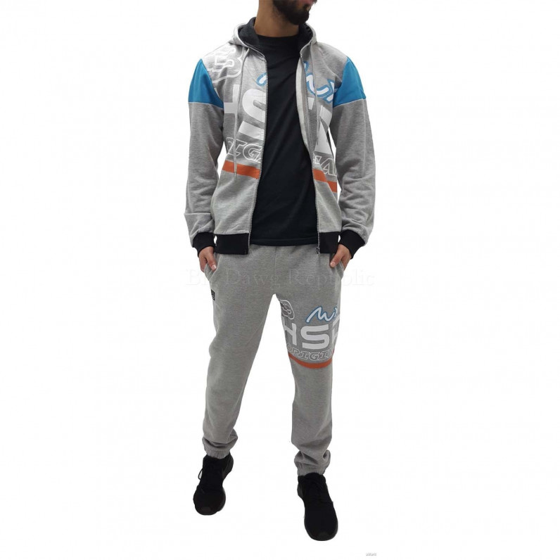 360 Charcoal Grey Graphic Print Zip Up Tracksuit