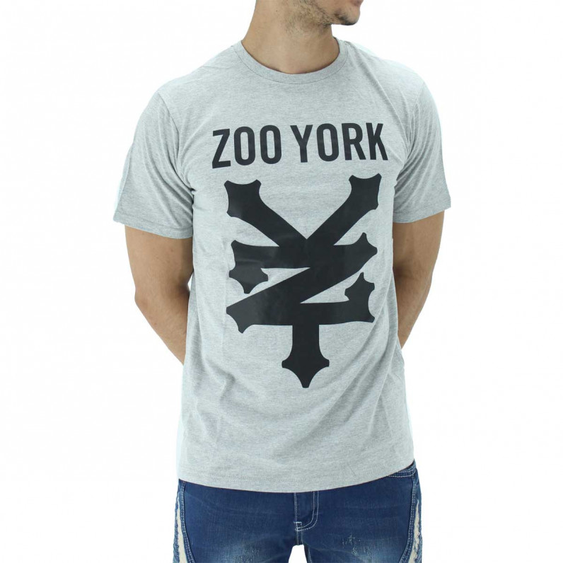 Grey Ramped Summer Graphic Print Cotton Tee Shirts