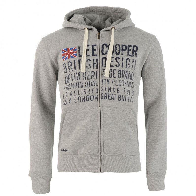 Men's Grey East London Zip Up Hoodie