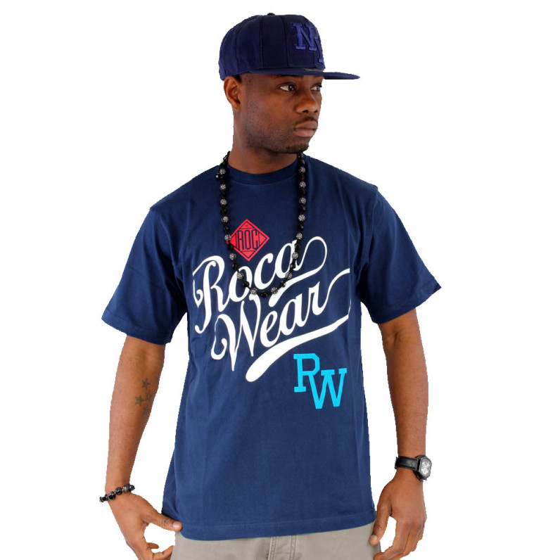 Men's Printed ROC Wesley Blue Short Sleeve Cotton T-Shirt