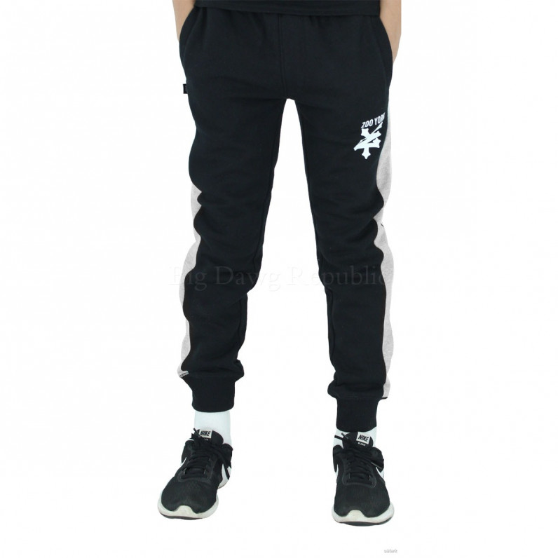 Boys Girls Black Invert Slim Fit Fleece Jog Sweat Pants