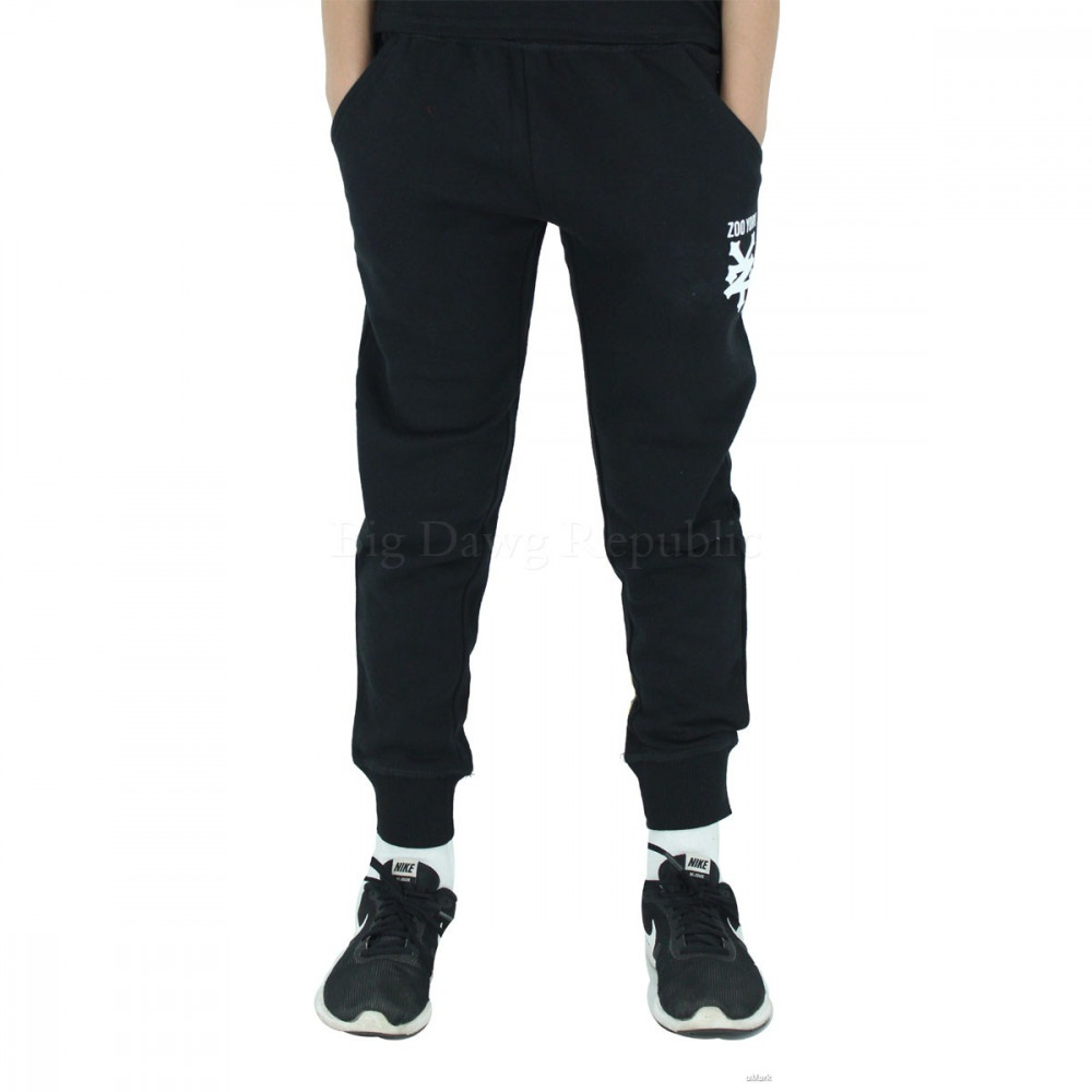 Zoo York Boys Girls Black Davidino Slim Fit Fleece Jog Sweat Pants