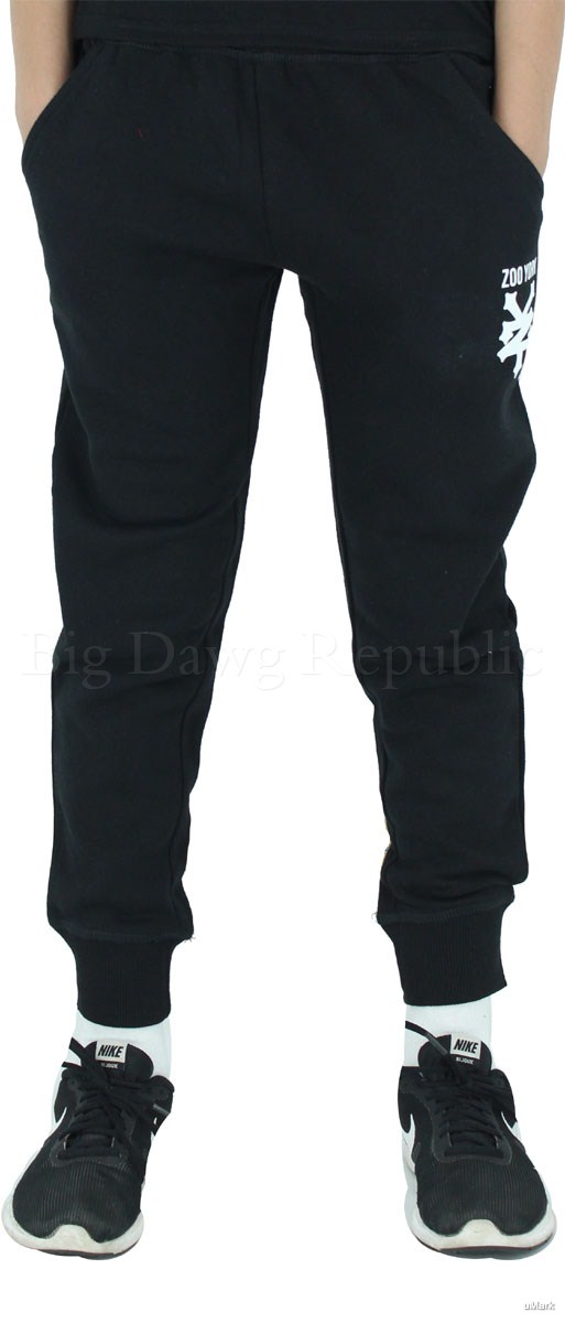 Zoo York Boys Girls Black Davidino Slim Fit Fleece Jog Sweat Pants