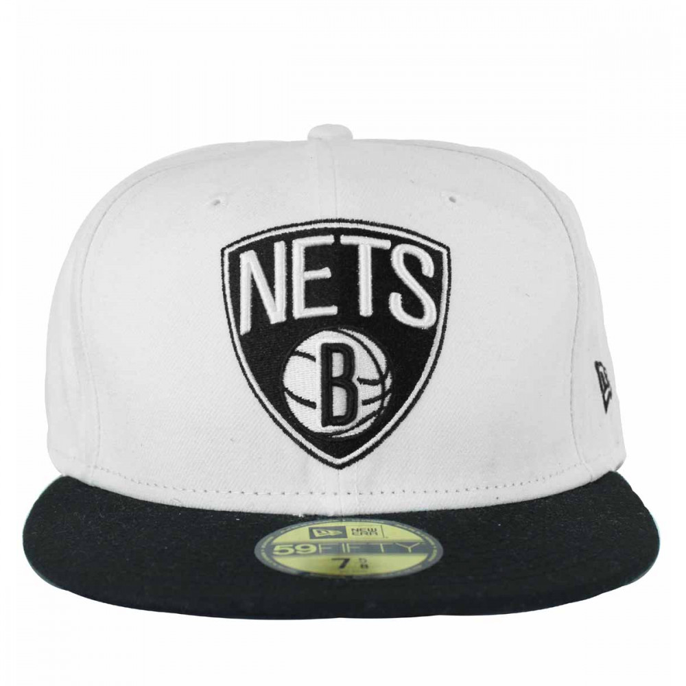 New Era NBA 59Fifty Brooklyn Nets White Black Fitted Baseball Caps