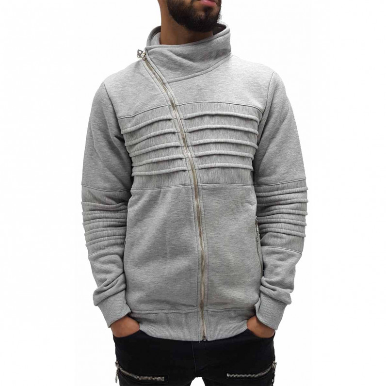 Men's Grey Turtle Neck Zip Up Jacket