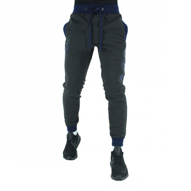 Men's Charcoal Grey Graphic Print Slim Fit Jog Pants