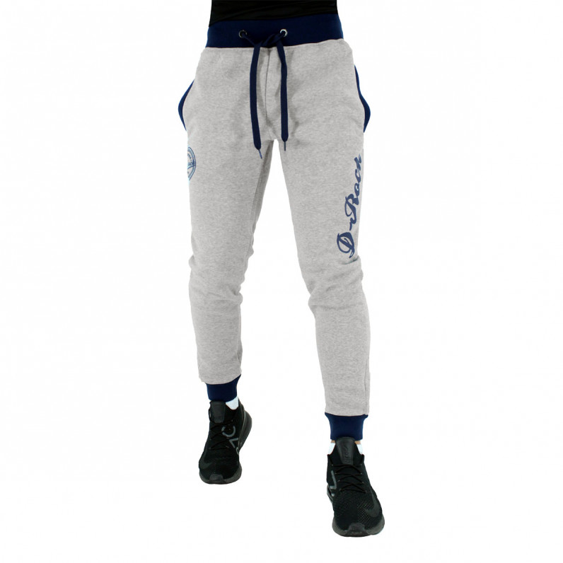 Men's Grey Graphic Print Slim Fit Jog Pants