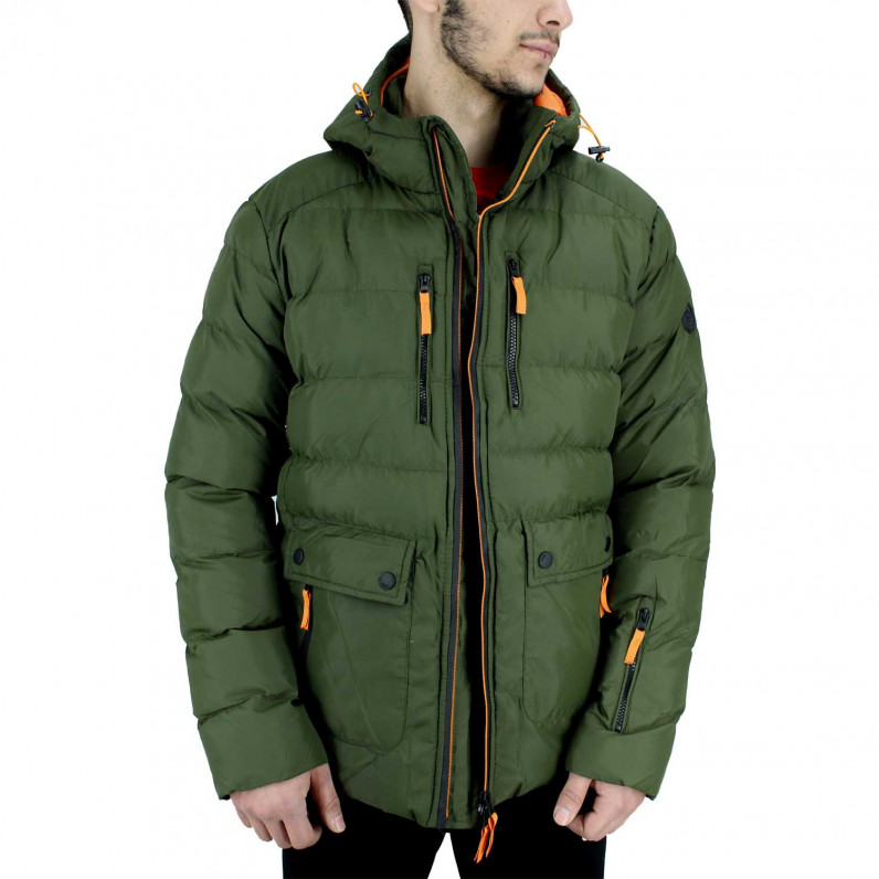 Men's Olive Puffer Padded Bomber Style Hooded Marwin Jacket