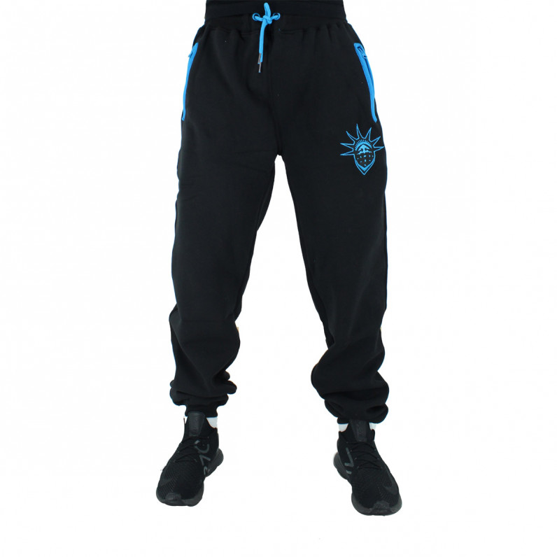 Men's Black Turquoise Cotton Loose Fit Jog Pants