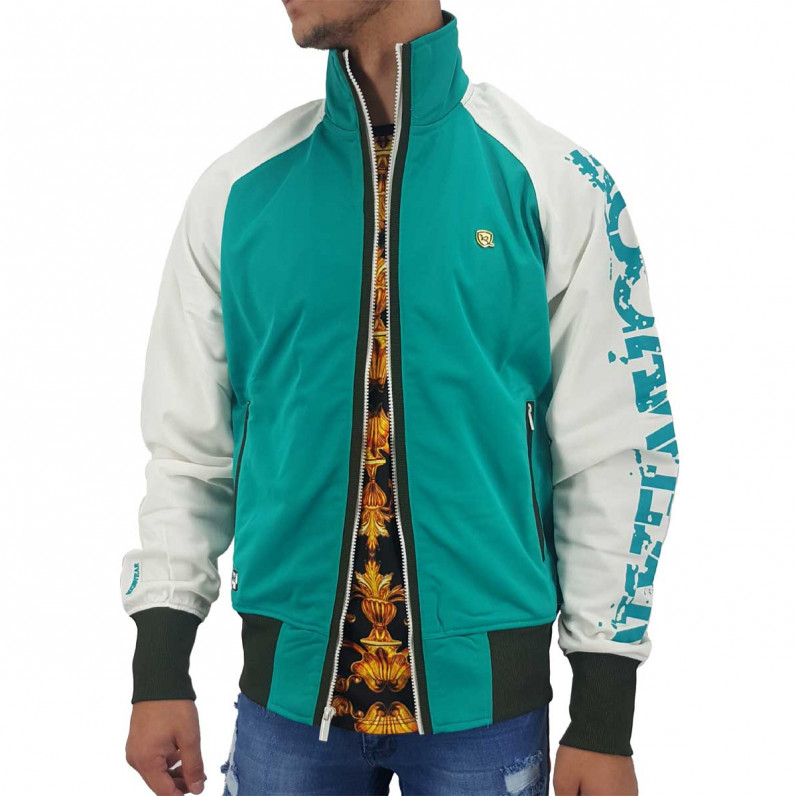 Men's Lightweight Tropical Green Zip Up Track Jacket