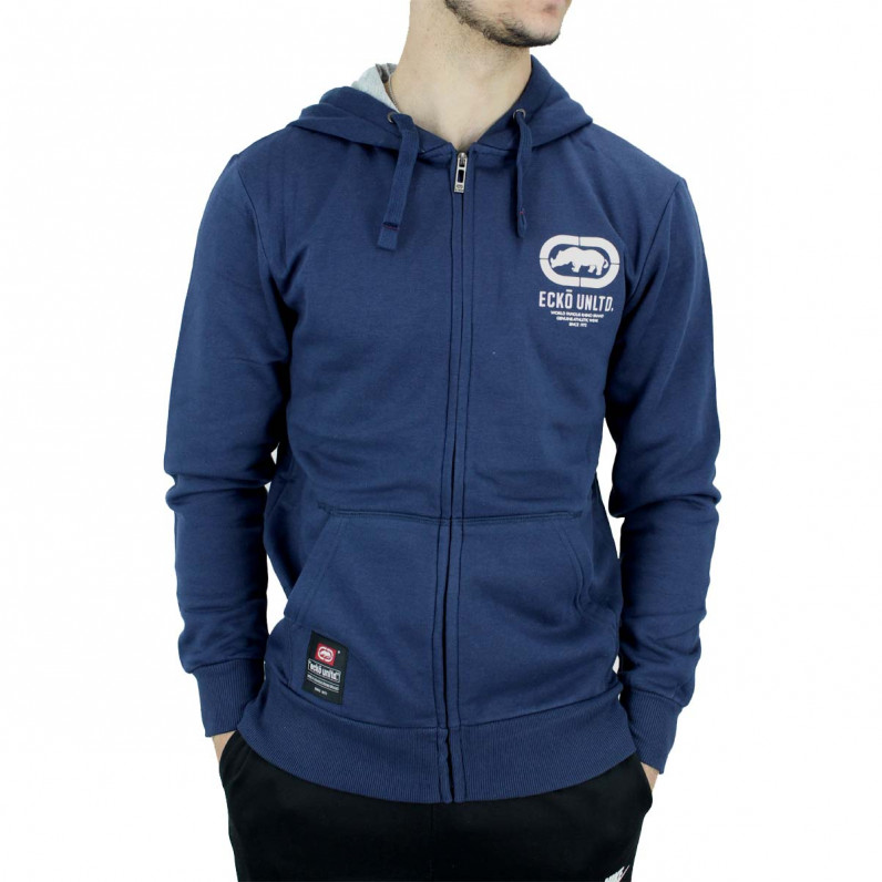 Men's Navy Cornice Designer Zip Up Hoodie