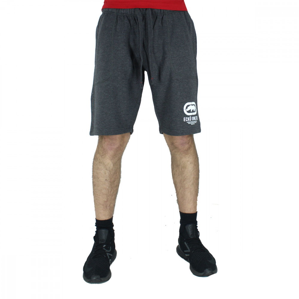 Ecko Unltd Men's Charcoal Grey Drophead Summer Casual Fleece Shorts