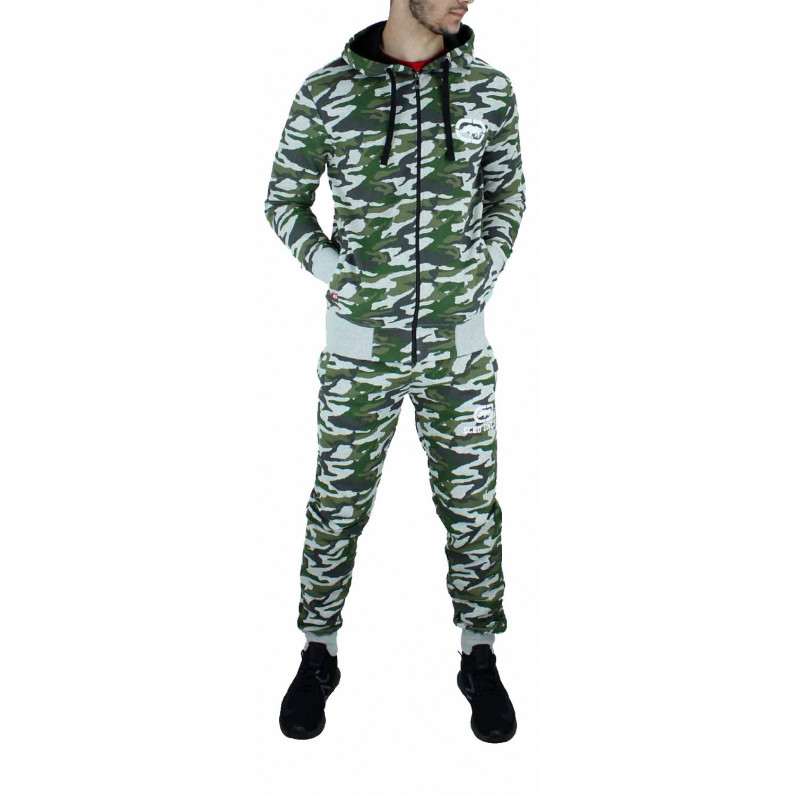 Men's Grey Camouflage Cotton Designer Tracksuit