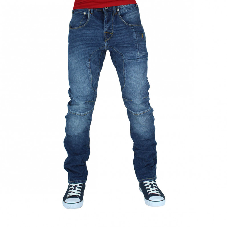 Men's Dark Blue Tapered Anti Fit Denim Jeans