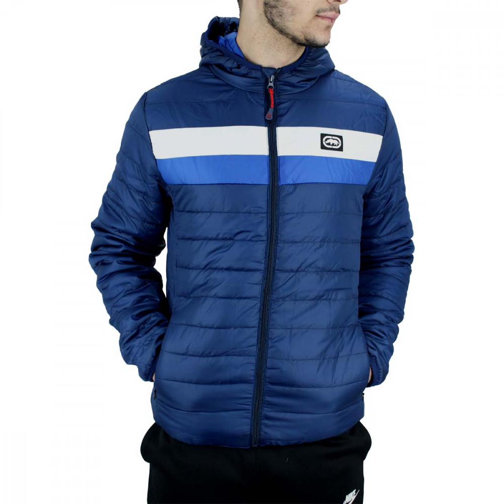 Ecko Unltd Men's Navy Woodgrange Puffer Padded Quilted Hooded Jacket