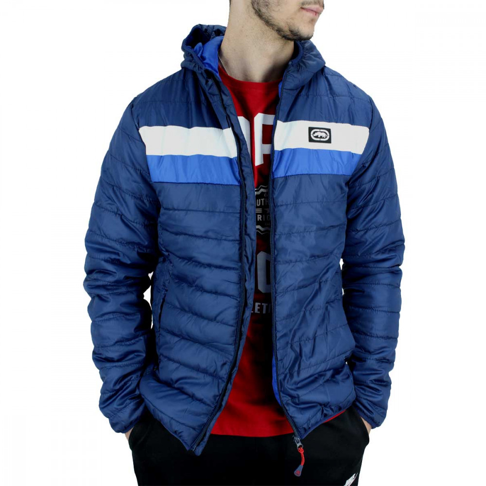 Ecko Unltd Men's Navy Woodgrange Puffer Padded Quilted Hooded Jacket