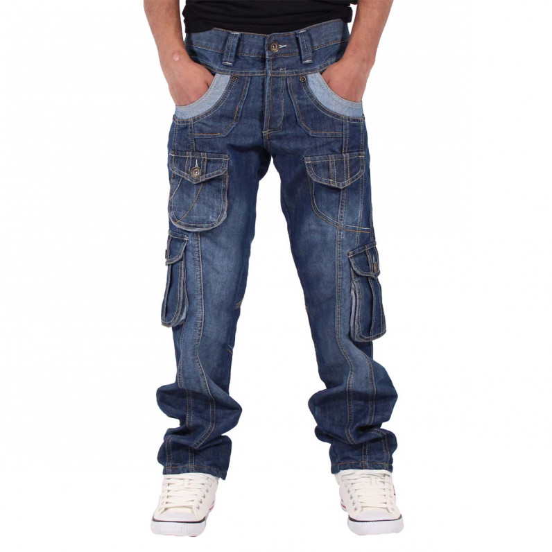 Men's Darkwash Blue Teignmouth Cargo Denim Jeans