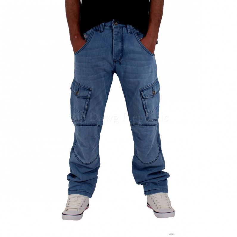 Men's Dark Wash Blue Fenchurch Cargo Denim Jeans 
