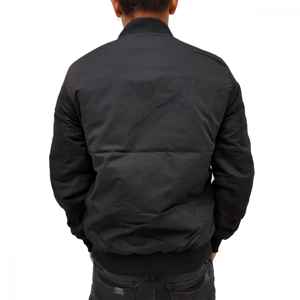 BDS Men's Black Cotton Quilted Reversible Bomber Baseball Jacket
