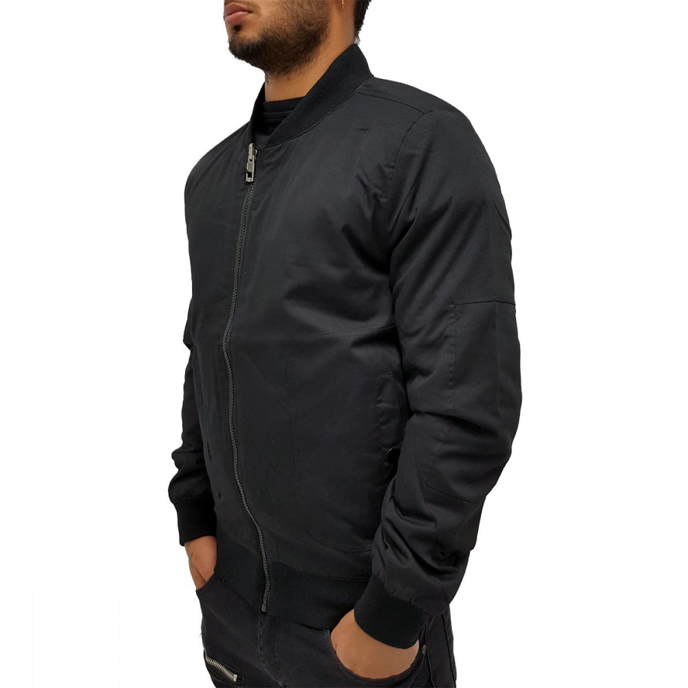 BDS Men's Black Cotton Quilted Reversible Bomber Baseball Jacket