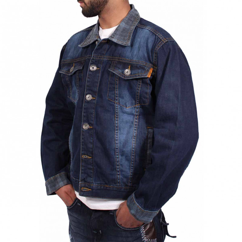 Men's Dark Wash Vintage Blue Denim Jacket
