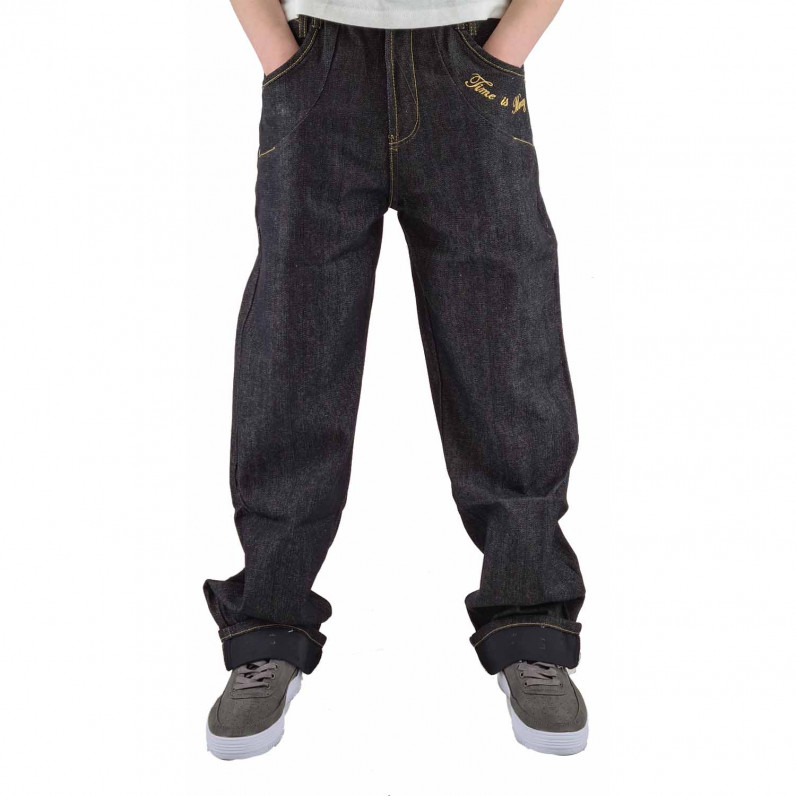 Boy's Kid's Black Loose Hip Hop Dollar Denim Jeans