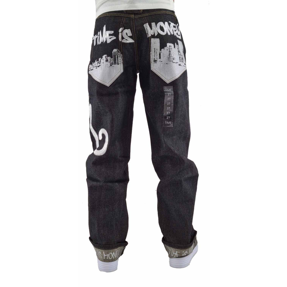 Time Is Money Boy s Kid s Black Loose Hip Hop Skyline Denim Jeans