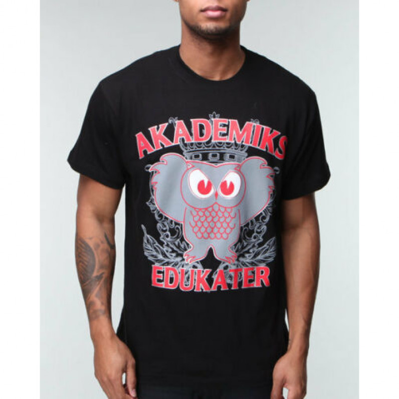 Men's Black Red Cotton Hip Hop Edukator T-Shirt