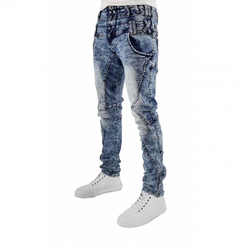 Men's Acid Wash Double Loop Urban Denim Jeans