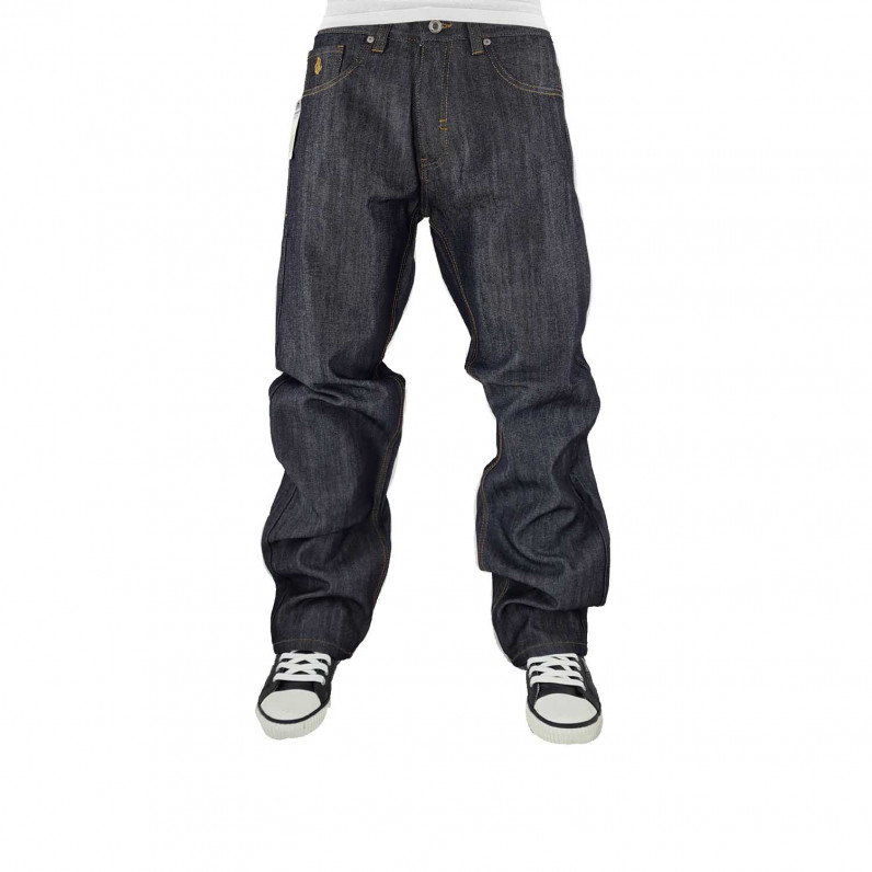 Men's ROC-75 Raw Indigo Cobalt Glade Loose Fit Denim Jeans