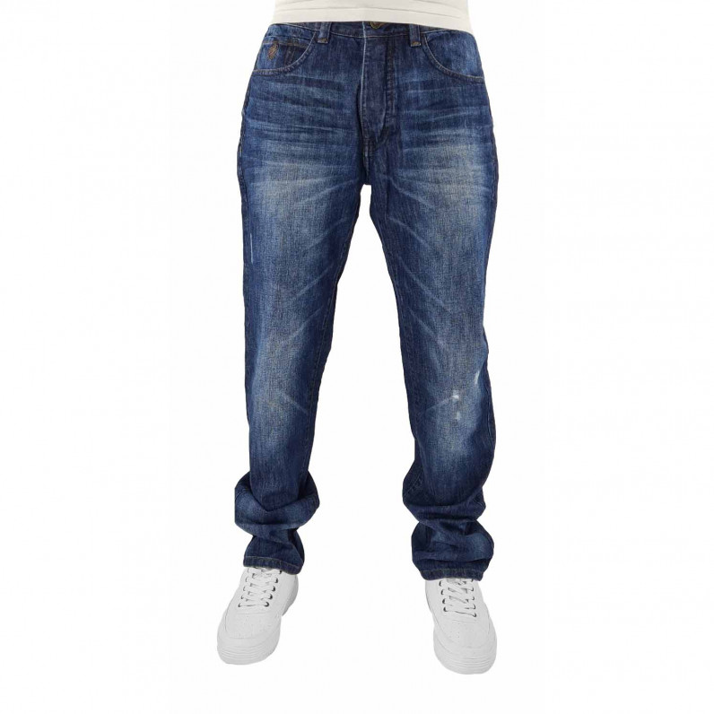 Men's ROC-57 Dark Wash Blue Double R Relax Fit Denim Jeans