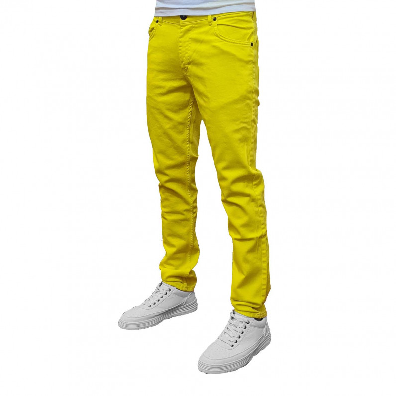 Men's Yellow Slim Fit Stretch Denim Jeans