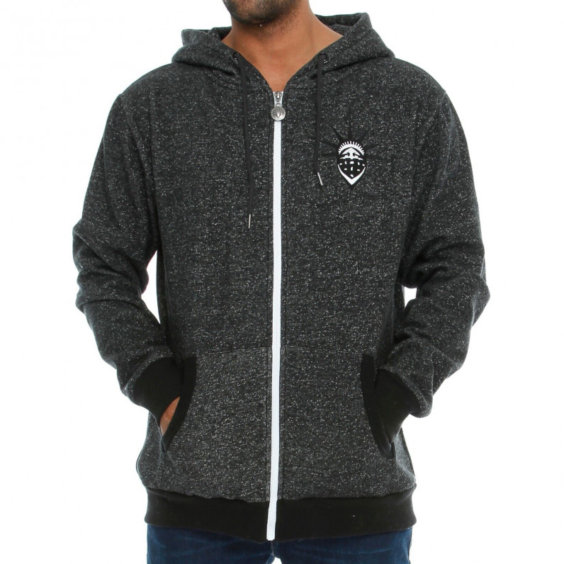 Men's Black Snowflake Zip Up Cotton Hoodie