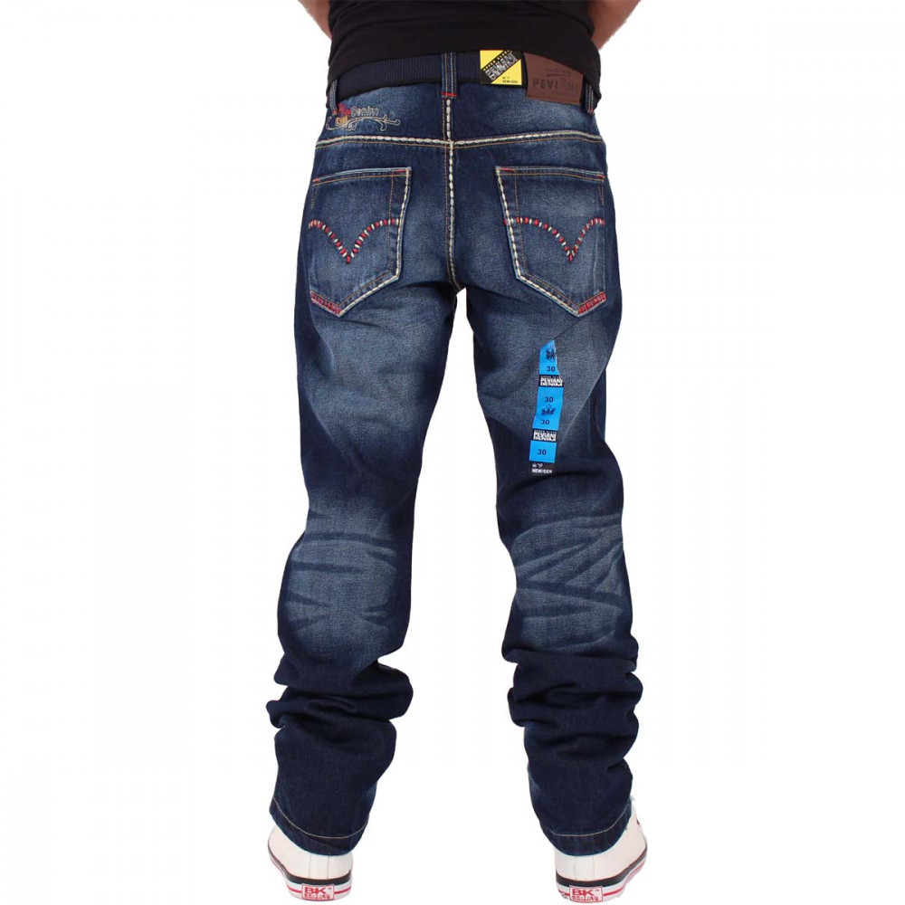 Georgio Peviani Men's Stone Wash Blue Comfort Fit Denim Jeans