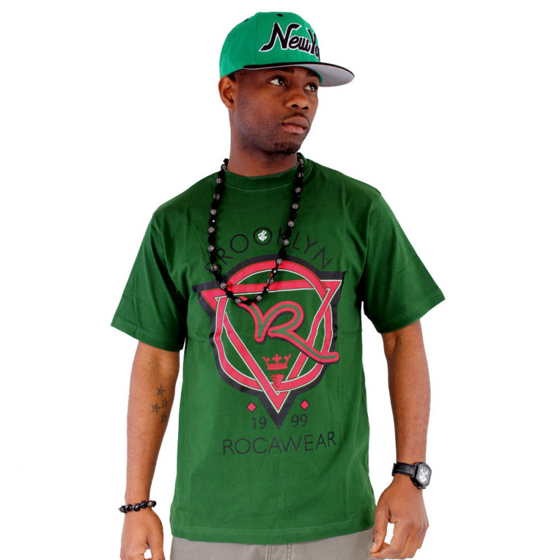 Men's Printed All Seen Eye Short Sleeve Green Cotton T-Shirt